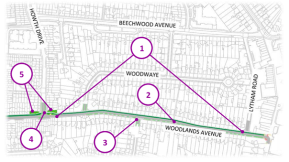 Birds eye view of the proposed Woodley Cycle Lane map