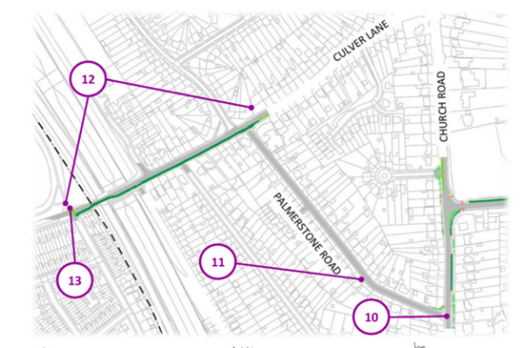 Birds eye view of the proposed Woodley Cycle Lane map