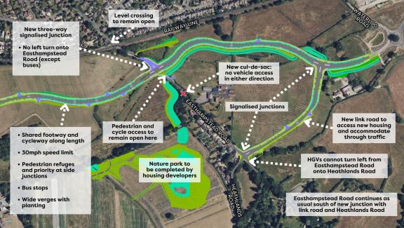 Diagram showing changes to the road layout