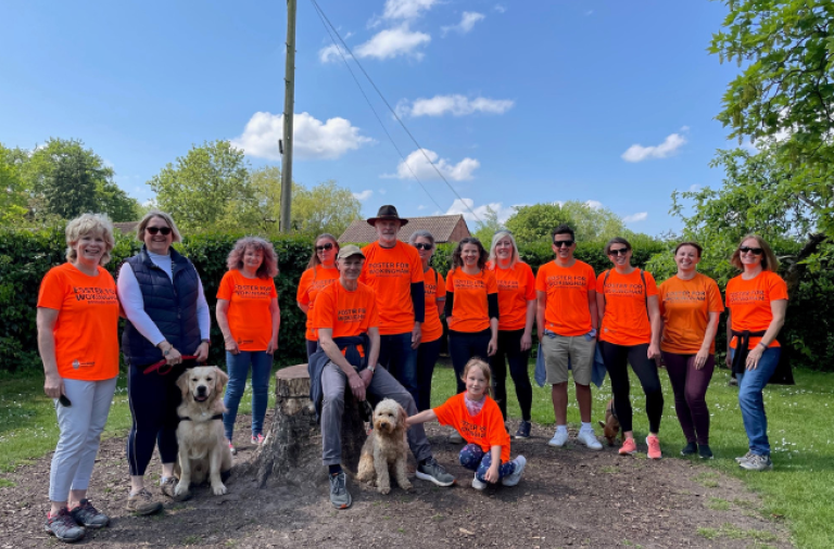 Thirteen member sof our fostering community at Dinton Pastures for a walk for Foster Care Fortnight
