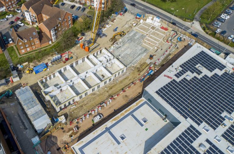 Solar panels on the roof of the Carnival Hub