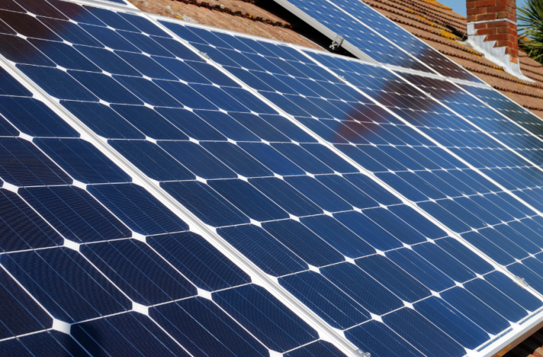 Solar panels on the roof of a house