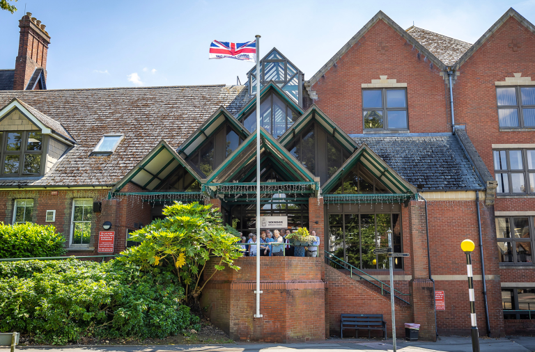 The Armed Forces Day flag on display at the council's Shute End offices in Wokingham