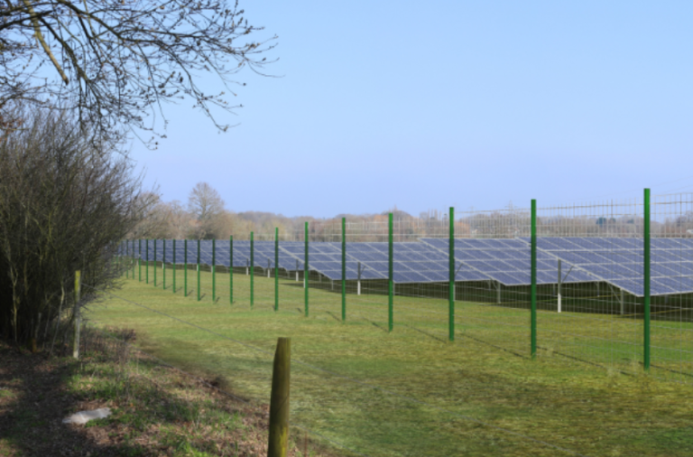 Artists impression of solar panels installed at the proposed Barkham Solar Farm site