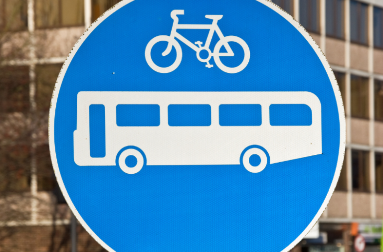 Street sign showing buses only