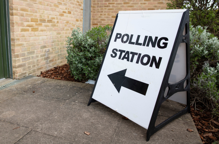 Polling station sign