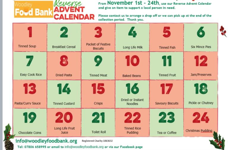 Woodley Foodbank Reverse Advent Calendar