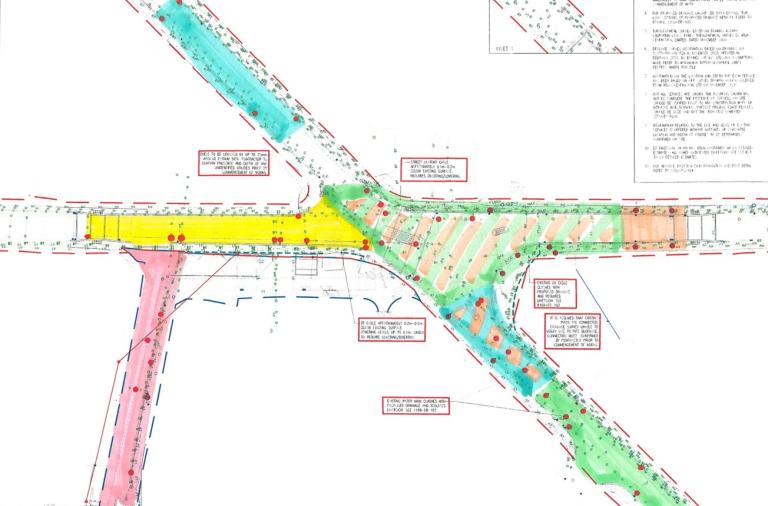 A map showing planned roadworks as detailed below