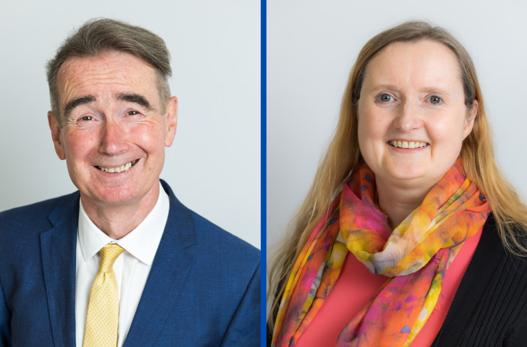 Headshots of Stephen Conway and Rachel Bishop-Firth