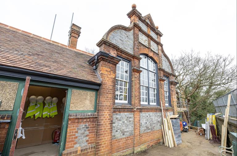 decorative brickwork on the external facade of the Grade 2 listed new Twyford Library 