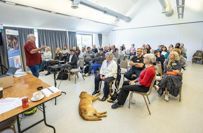 Residents attending a talk at the Big Gathering 