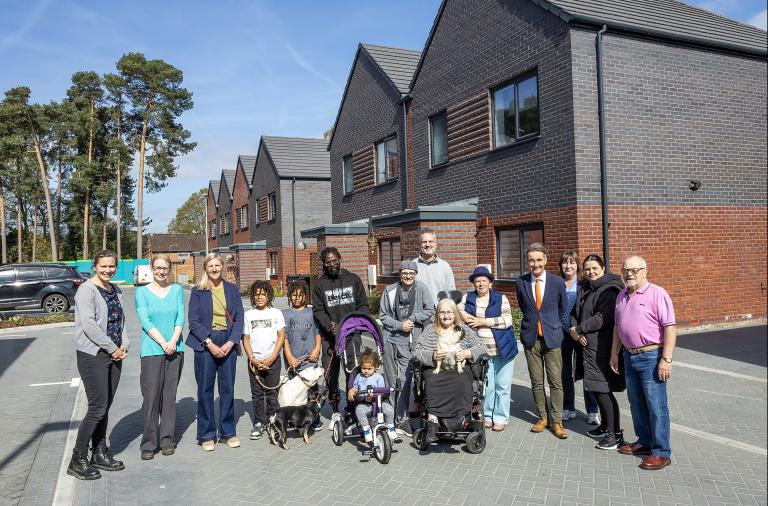 Residents with new road and housing at Gorse Ride