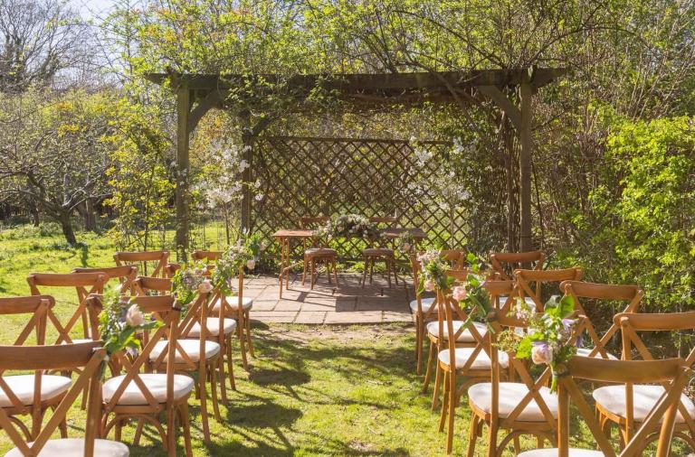 Exterior wedding set up at Dinton Pasture