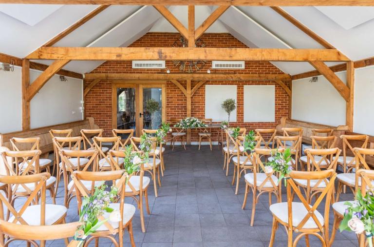 Interior wedding set up at Dinton Pastures