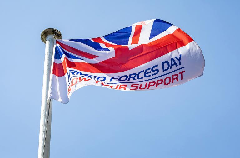 Armed Forces Day 2025 flag flying over Wokingham Borough Council offices