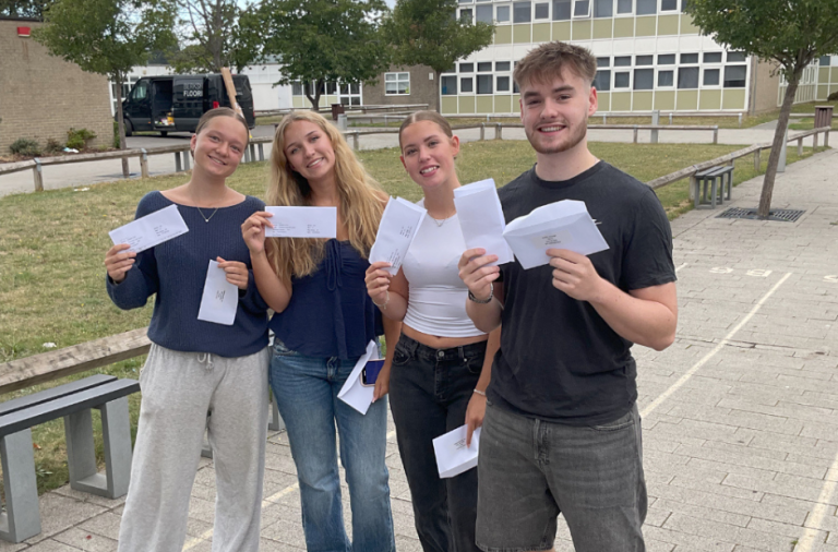 A level students at Bulmershe School collecting their results