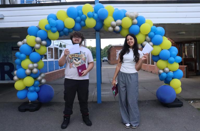 A level students at The Emmbrook School collecting their results
