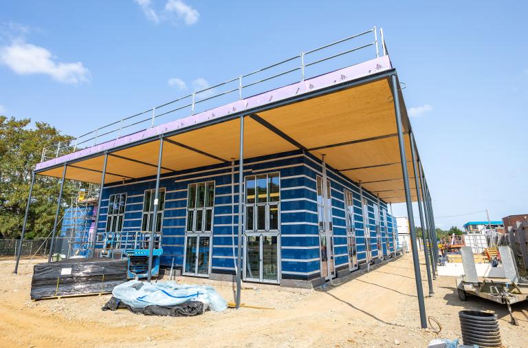 Exterior shell of The Piggott School's new multi use hall