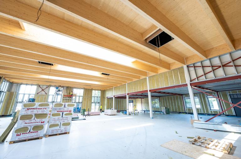 Interior shell of the new hall at The Piggott School