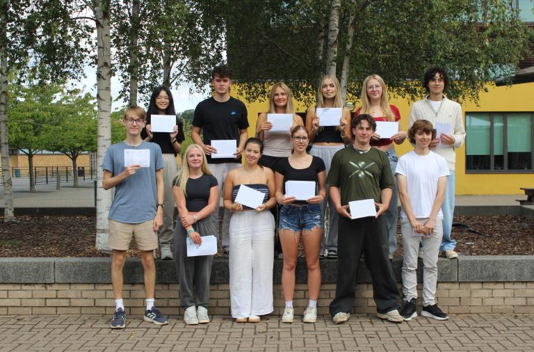 A level students at Waingels College collecting their results