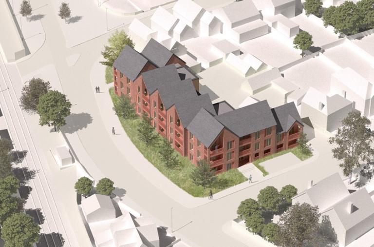 Overhead impression of new housing at Wellington Road in Wokingham