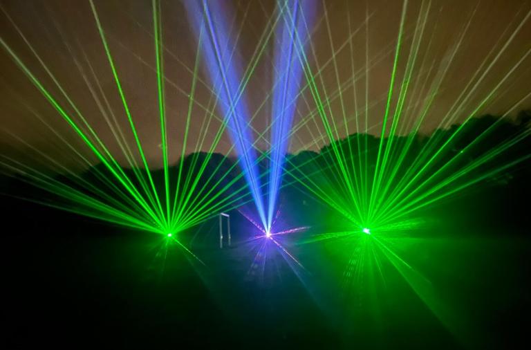 Laser light show lighting up the sky