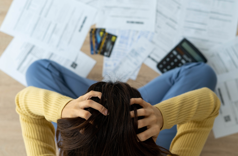 Person looking at bills