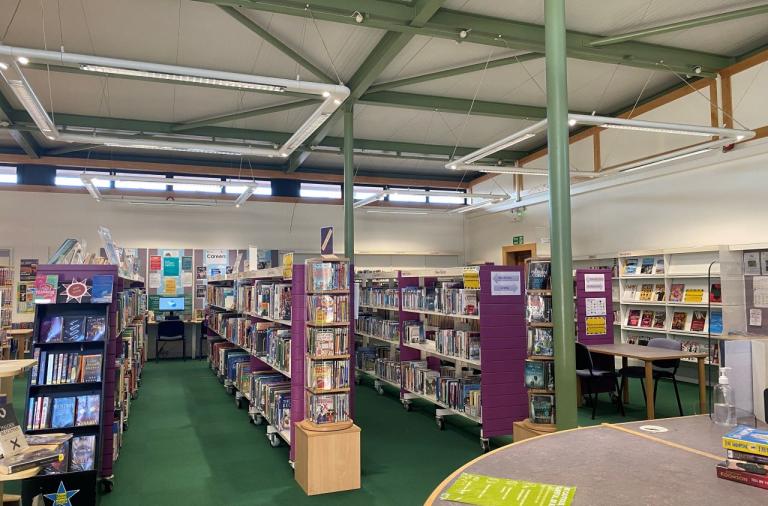 library with books on shelves