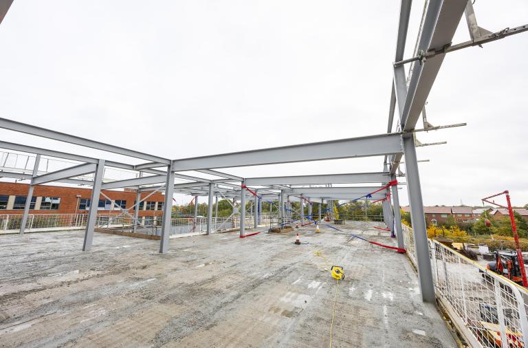 Steel frame upper floor at Bohunt Sixth