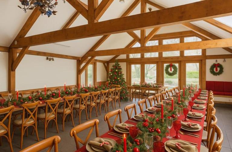 Christmas table set up at The Coffee House at Dinton Pastures