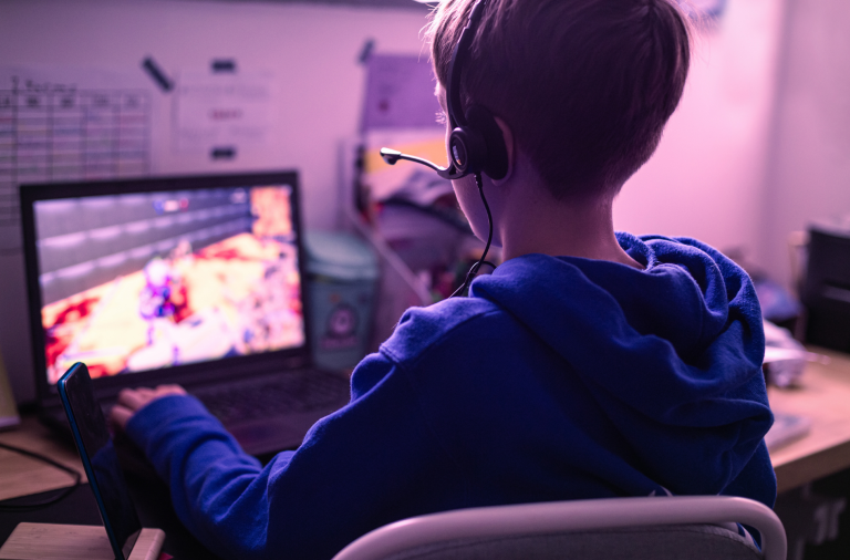 Child playing an online game