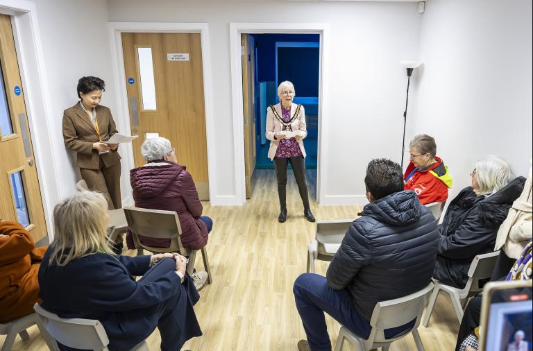 Wokingham Borough Mayor Cllr Carol Jewell giving a speech at The Lilypad, Radstock Primary School