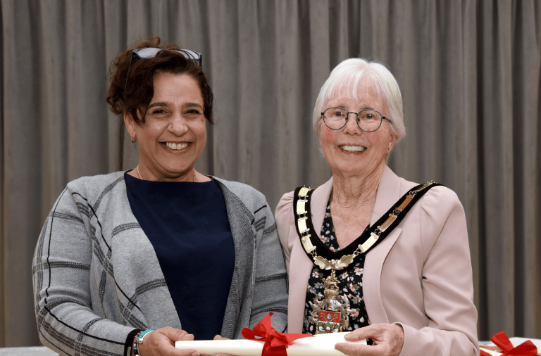 Shaffrina Rogers of Youth Access with Borough Mayor Cllr Carol Jewell