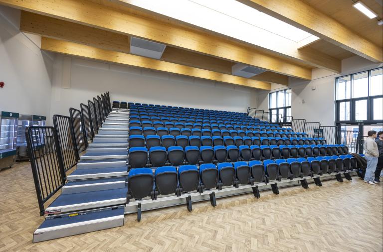 Inside of the new hall at The Piggott School with seating