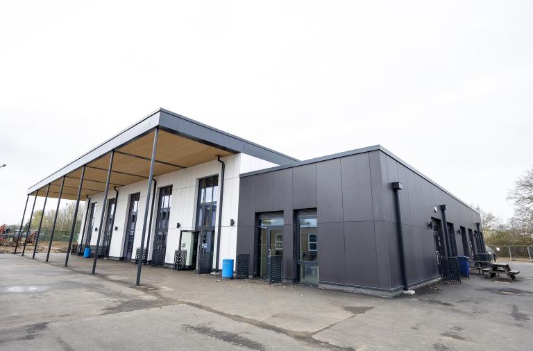 Exterior of the multi-use hall at The Piggott School