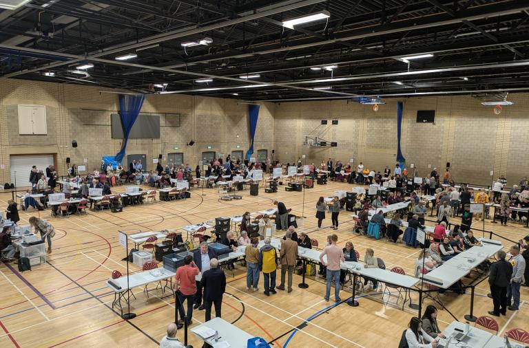 General view of Loddon Valley Leisure Centre elections count