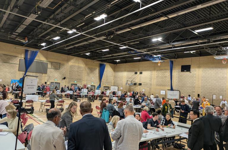 General view of Loddon Valley Leisure Centre elections count  