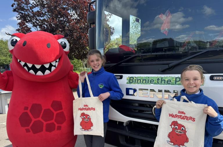 Vehicle naming competition winners Amelia and Annabelle 
