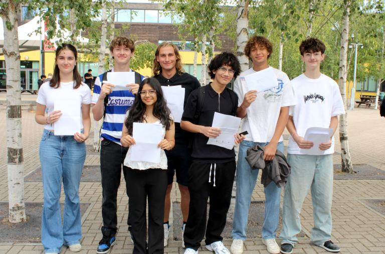 Group of students with results