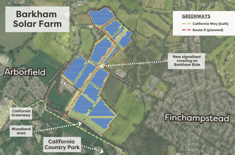 Diagram showing the location of the solar farm, as described in the main article