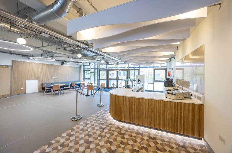 A room with cafe and kitchen and seating at Bohunt Wokingham Sixth