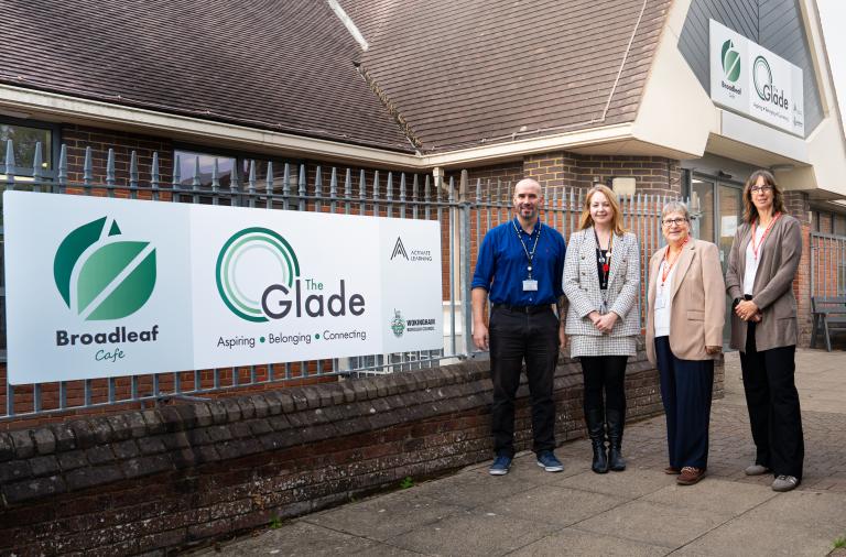 Cllr Prue Bray, Michelle Parks and colleagues at The Glade, Post-16 SEND Hub in Denmark Street Wokingham