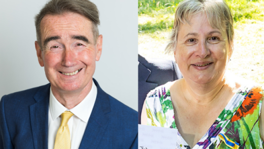 Headshots of Cllrs Stephen Conway and Prue Bray