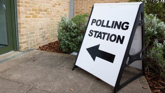 Polling station sign