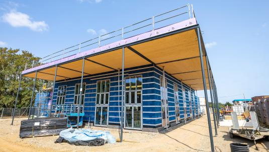 Exterior shell of The Piggott School's new multi use hall