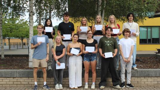 A level students at Waingels College collecting their results