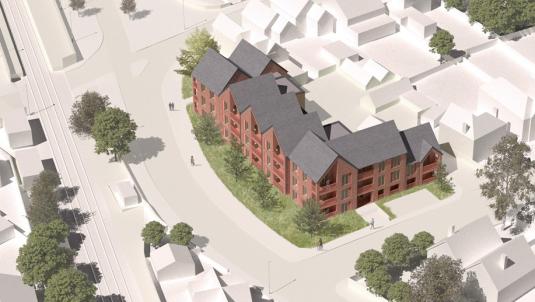 Overhead impression of new housing at Wellington Road in Wokingham