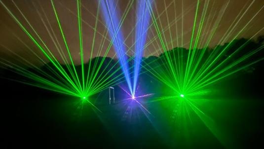 Laser light show lighting up the sky