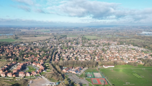 Aerial shot of Charvil Parish