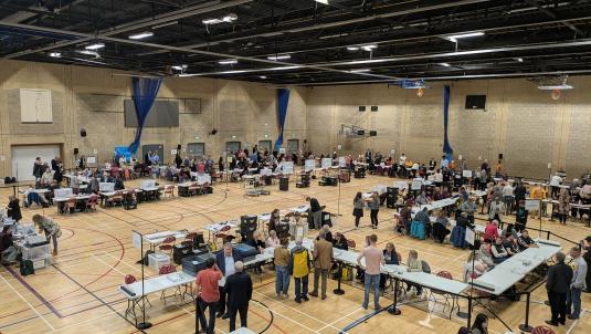 General view of Loddon Valley Leisure Centre elections count